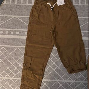 H&M NWT Boys 5-6 Brown Trousers Pants Roll up pull on drawstring